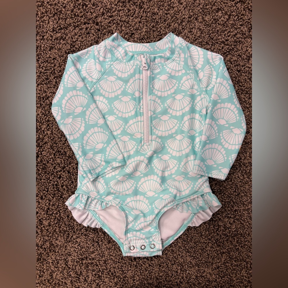 George Light Blue Seashell Kids Rashguard